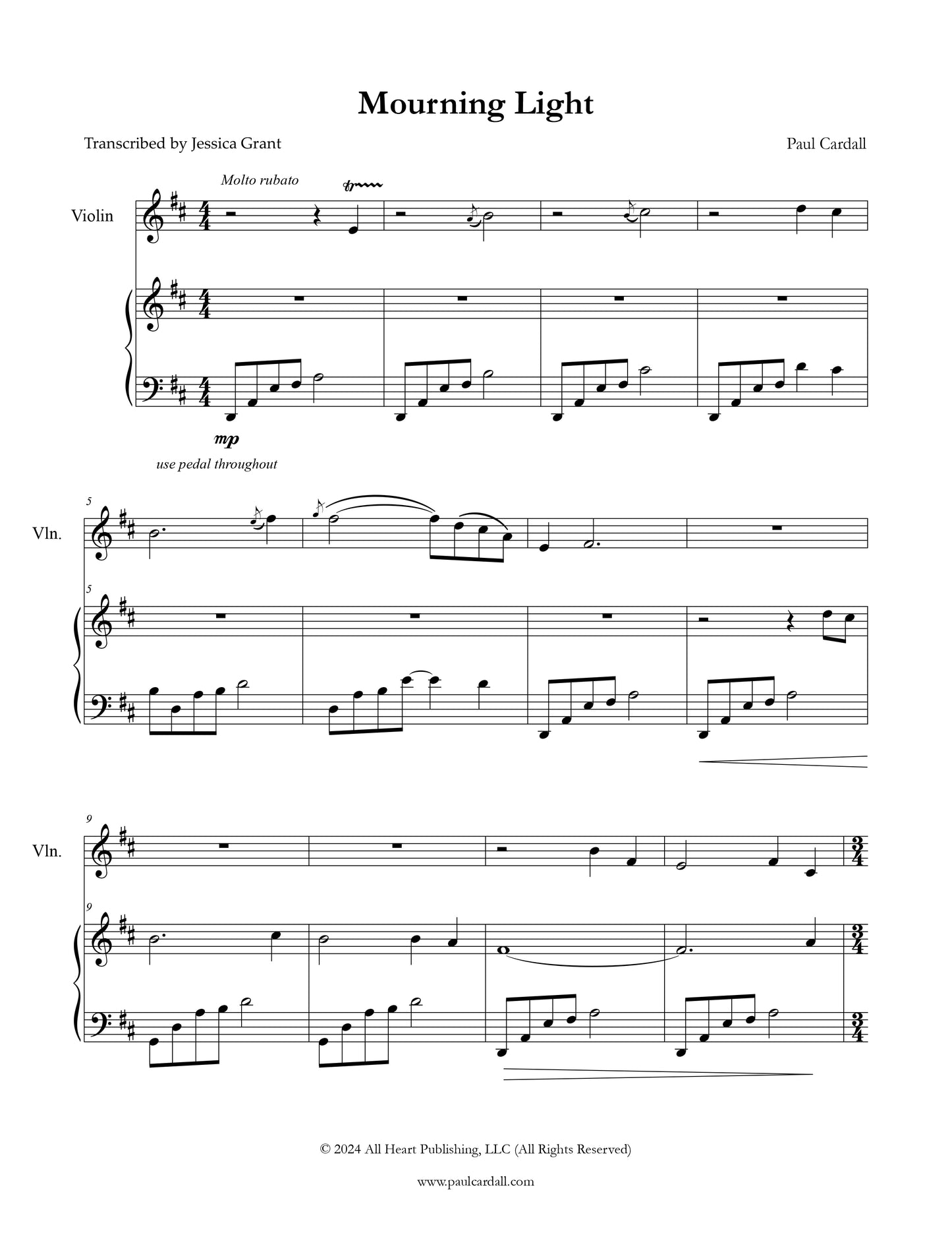 Mary's Lament (Score for Piano/Cello/Violin)
